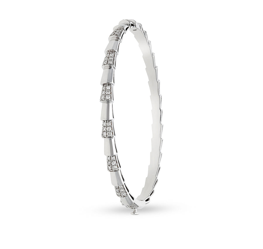 Serpenti Viper Shape Round Natural Diamond 18K White Gold Gb Clasp Women Bracelet