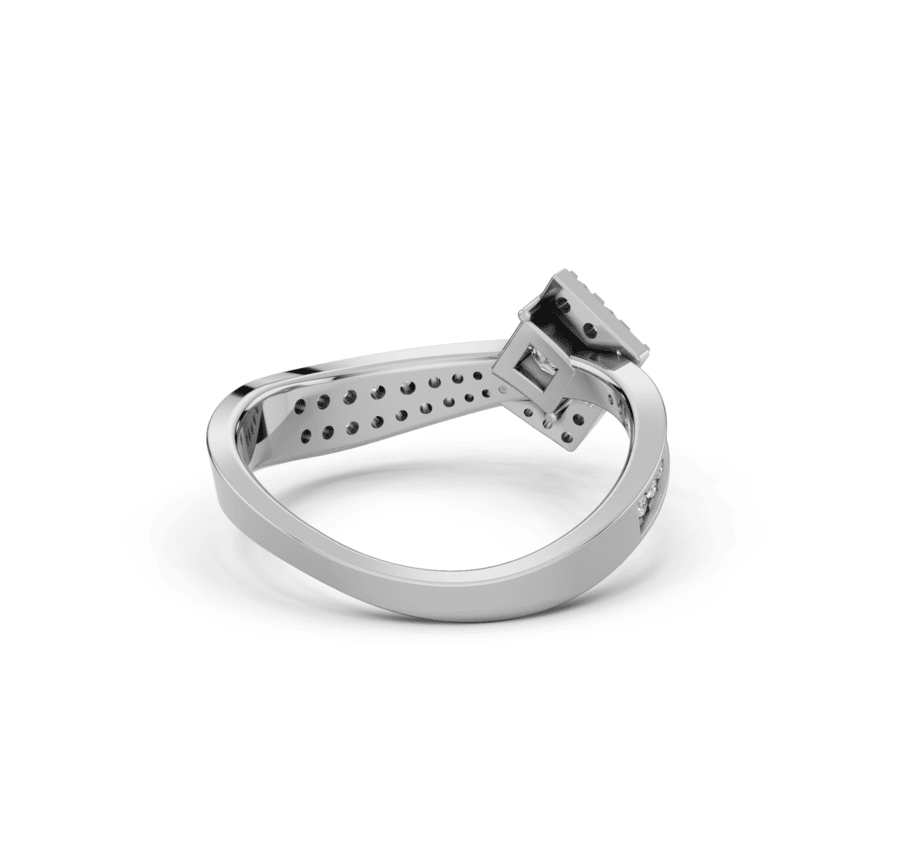 Beautiful Blue and White Diamond Accent Ring in Radiant White Gold