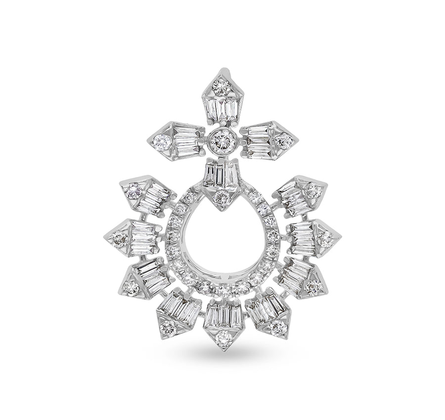 Daisy Floral Shape Fancy Diamond White Gold Pendant