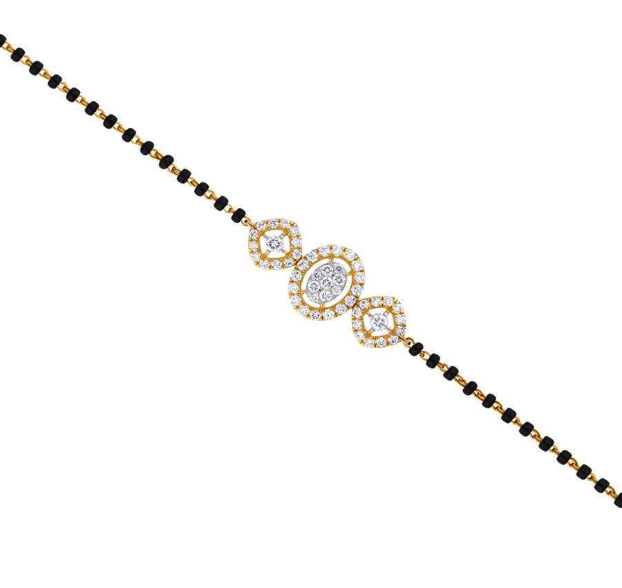 Round Natural Diamond pressure and Prong Setting Yellow Gold Lobster Clasp Tanmaniya Bracelet