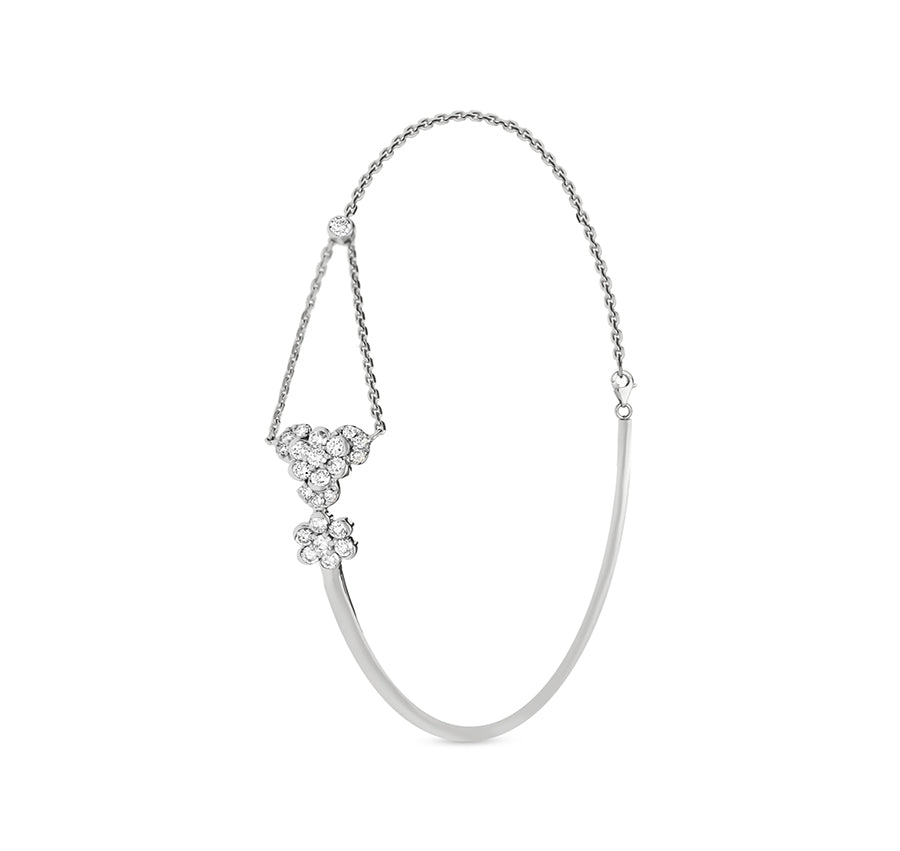 Round Shape Natural Diamond With Bezel Setting White Gold lobster Clasp Bracelet