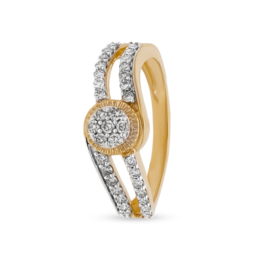 Circular pathway Venture Round Cut Diamond Yellow Gold Casual Ring