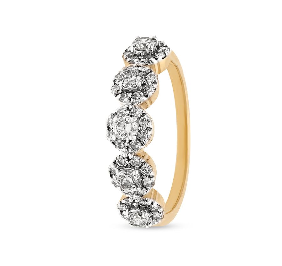 Round Natural Diamond Yellow Gold Mirage Loop Ring