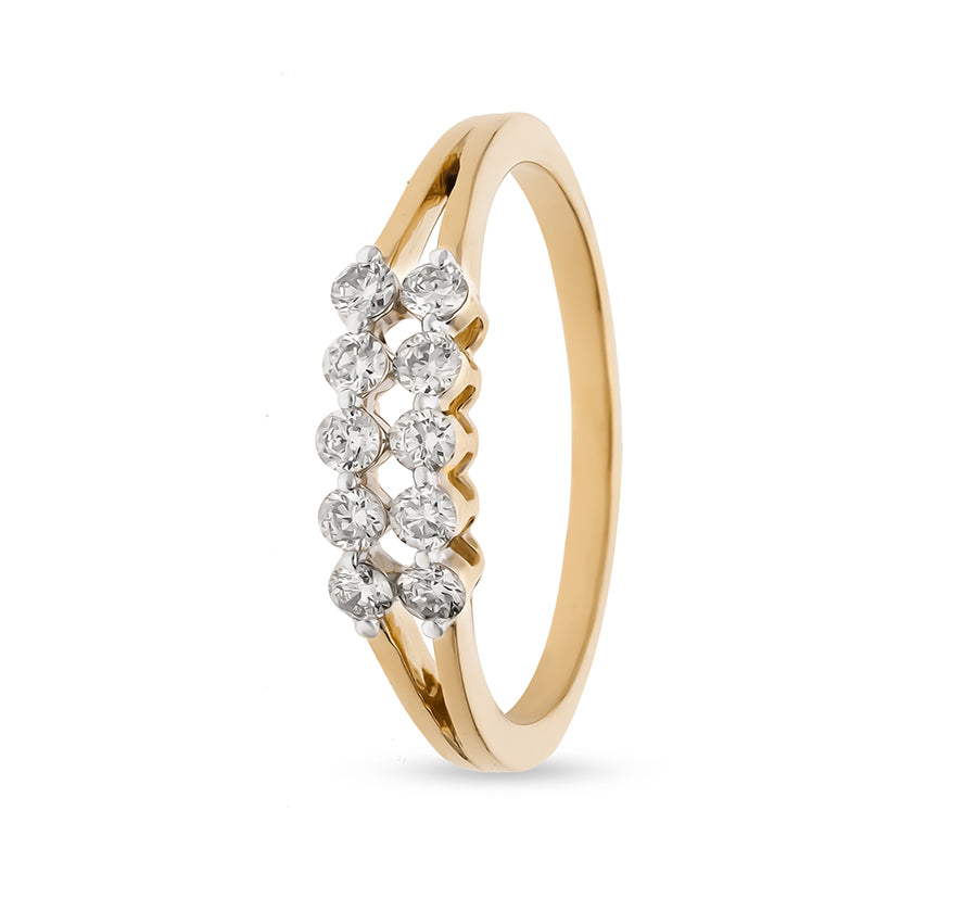 Round Natural Diamond Yellow Gold Minimalist Casual Ring