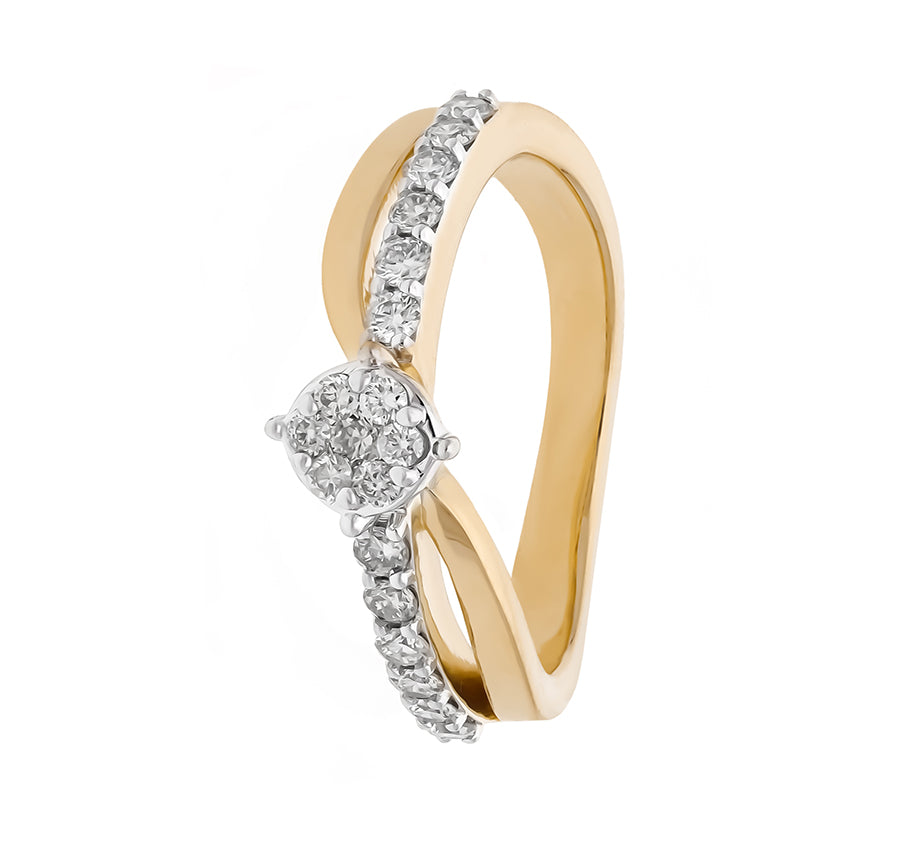 Elegance Twist Round Diamond Yellow Gold Casual Ring