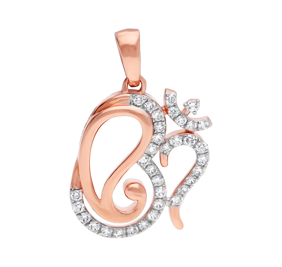 The Vinayaka Shape Prong setting Rose Gold Diamond Pendant