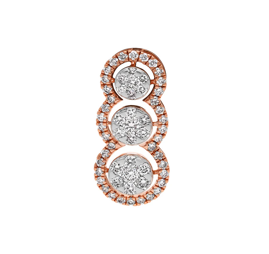 Tri-Curved Round Diamond With Prong Set Rose Gold Pendant