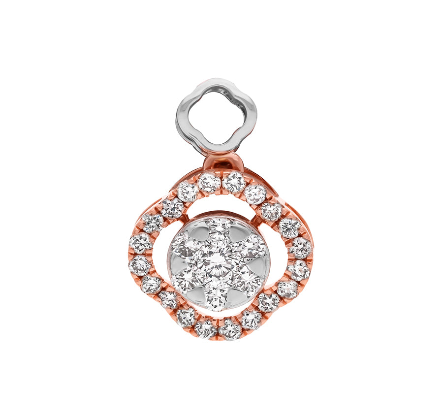 Heptagon Shaped Round Diamond With Prong Set Dual Tone Pendant