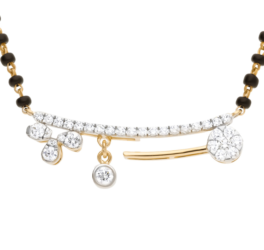Spatter Triple Glory Black beaded Yellow Gold Tanmaniya Mangalsutra