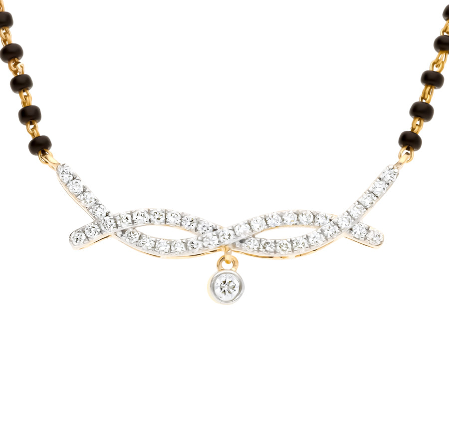 Woven Eternity Ebony Beaded Yellow Gold Tanmaniya Mangalsutra