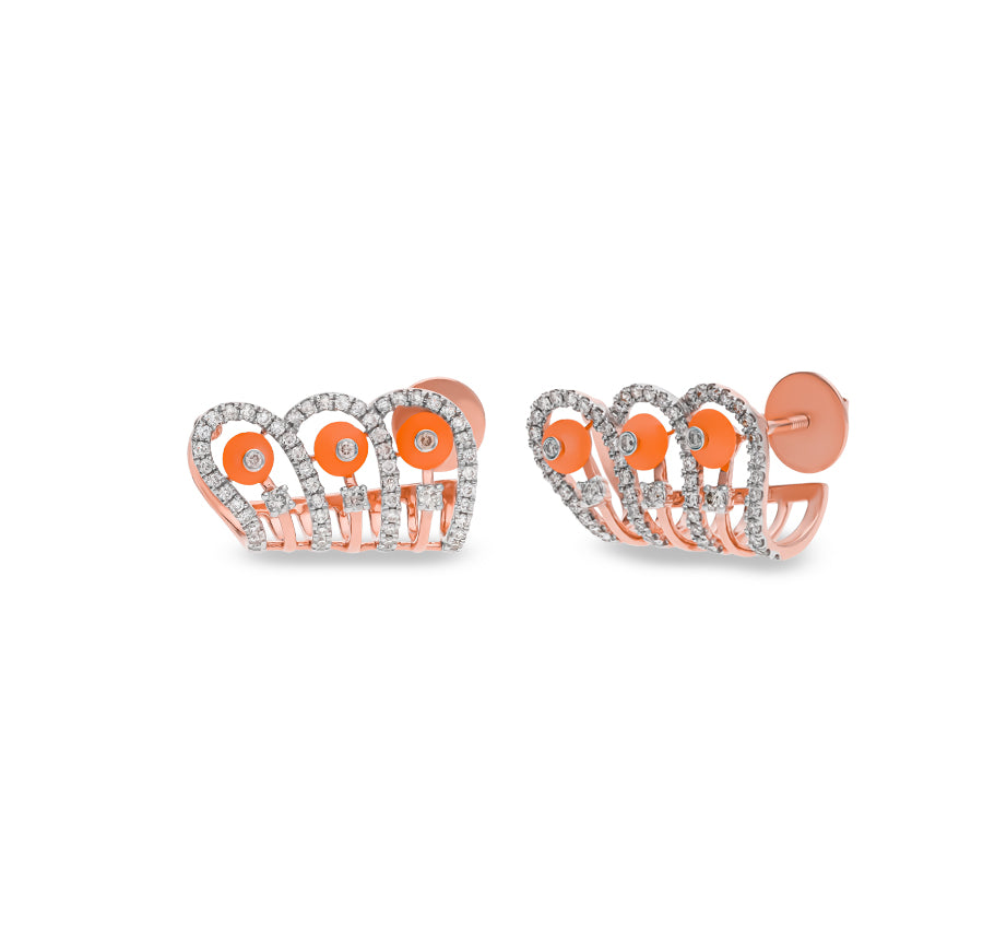 Synthetic Pink Stone Rose Gold Diamond Stud Earrings