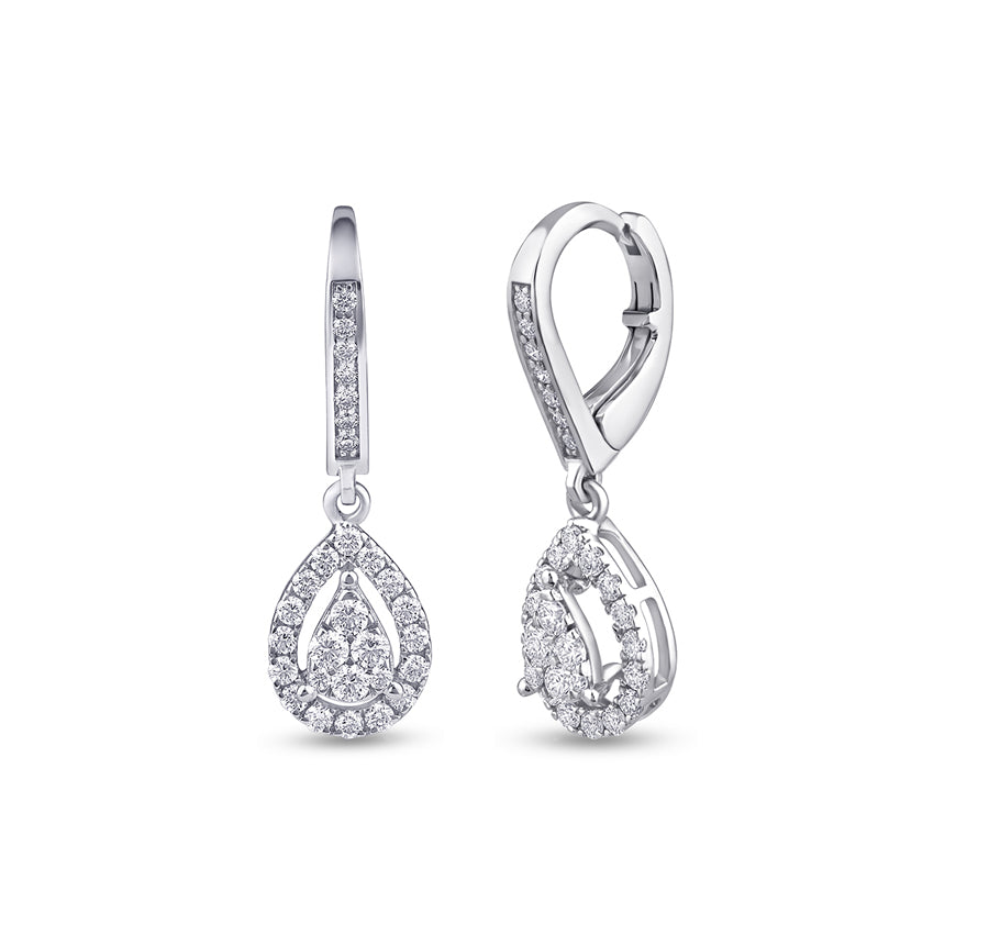 White Gold Diamond Leaf Shape Drop & Dangle Earring