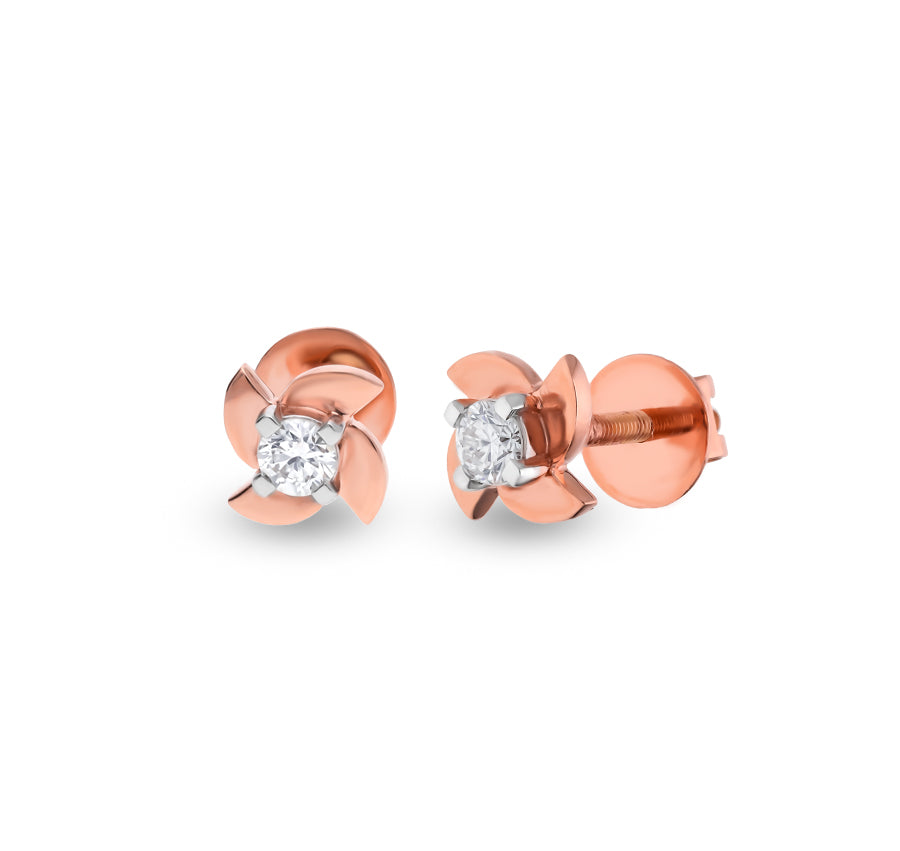 Sphere Delightful Rose Gold Diamond Stud Earrings