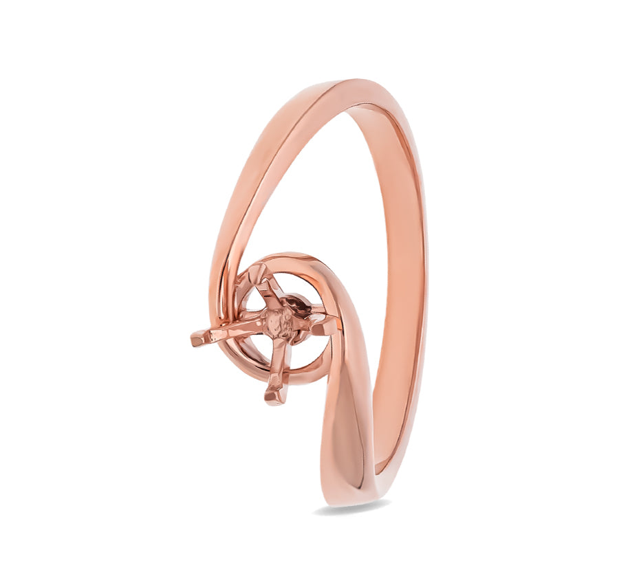 Solitaire Bypass Shank Rose Gold Semi Mount Ring