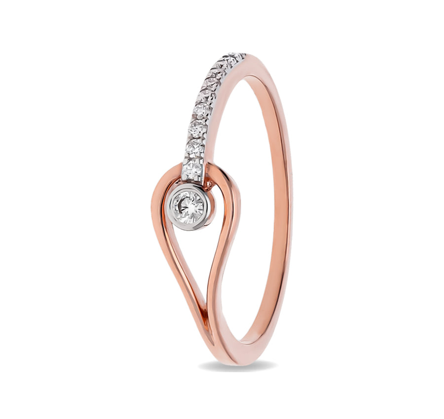 Round Cut Diamond With Bezel and Prong Set Rose Gold Casual Ring