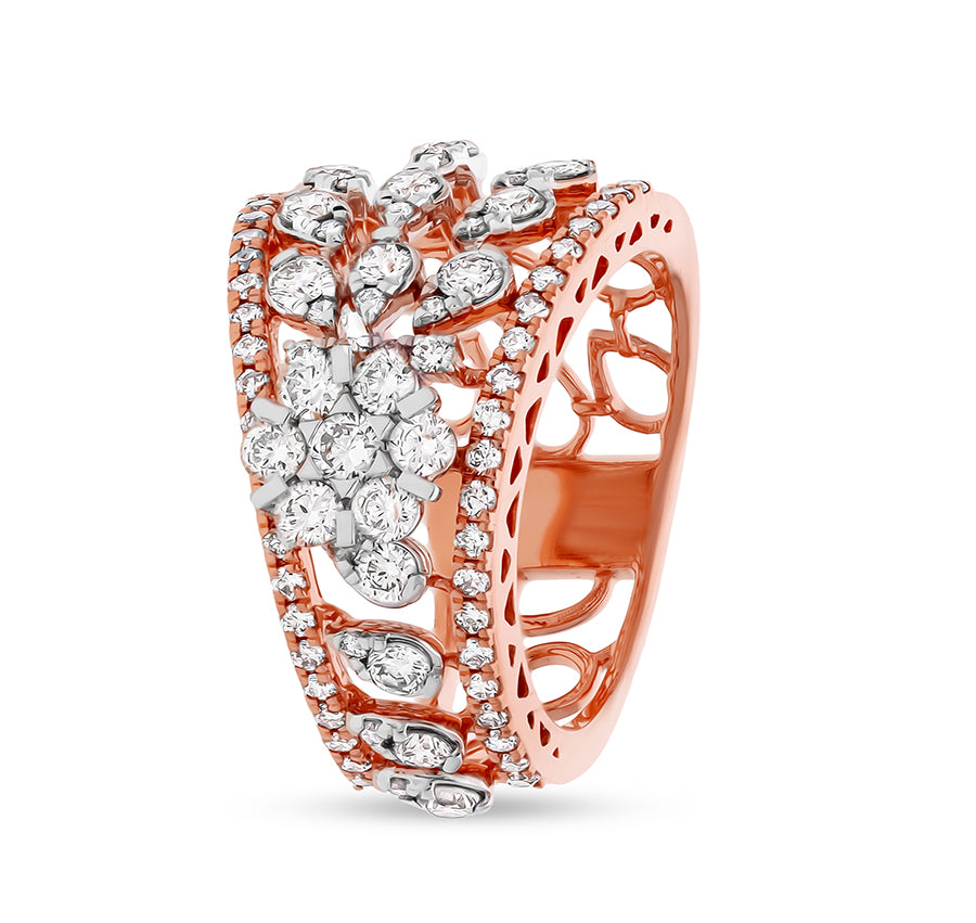 Scattered Natural Diamond With Prong Set Rose Gold Engagement Ring