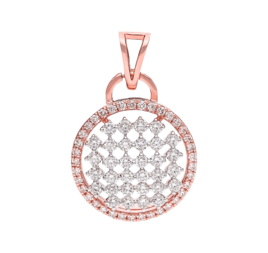 Spherical Majestic Sparkling Rose Gold Diamond Pendant Set