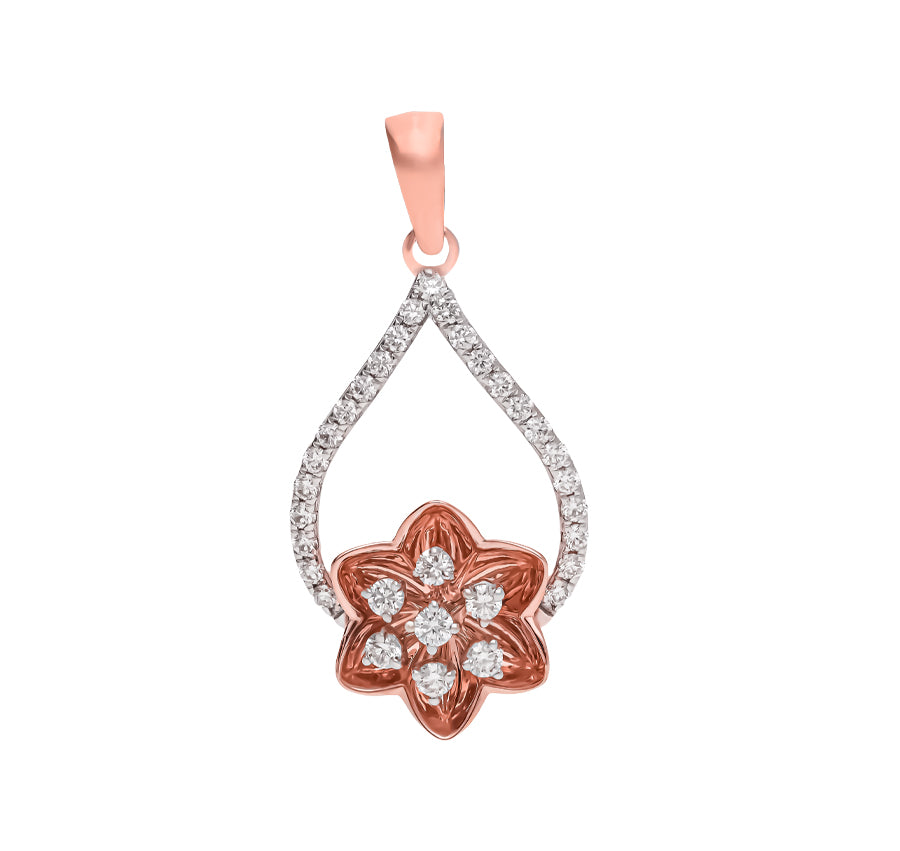 Spatter Flourishing Classic Sparkle Diamond Rose Gold Pendant Set
