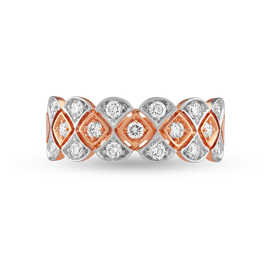 Round Natural Diamond With Prong Setting Rose Gold Casual Ring