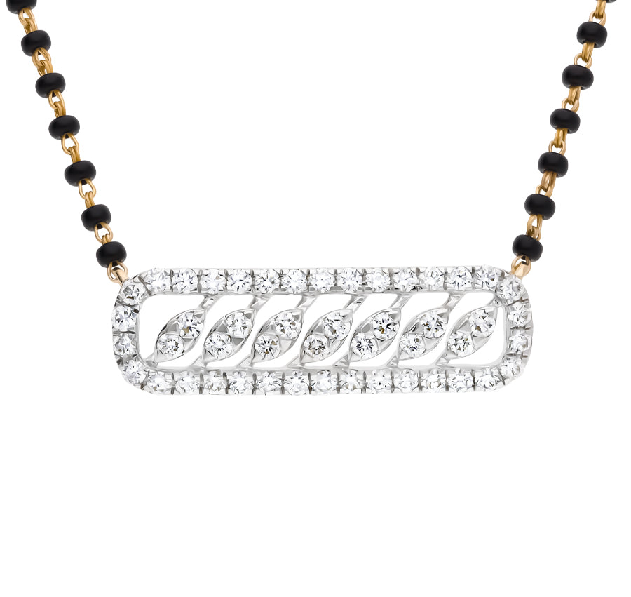 Spiral Leaves Dark Beaded Yellow Gold Tanmaniya Mangalsutra