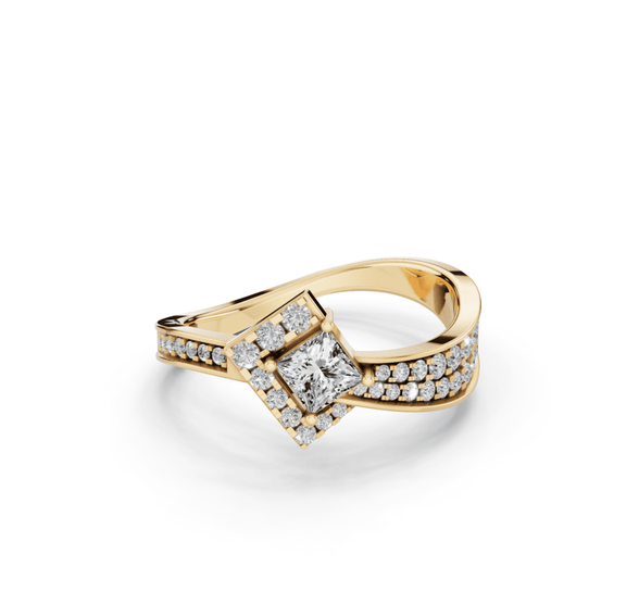 Beautiful Blue and White Diamond Accent Ring in Radiant White Gold