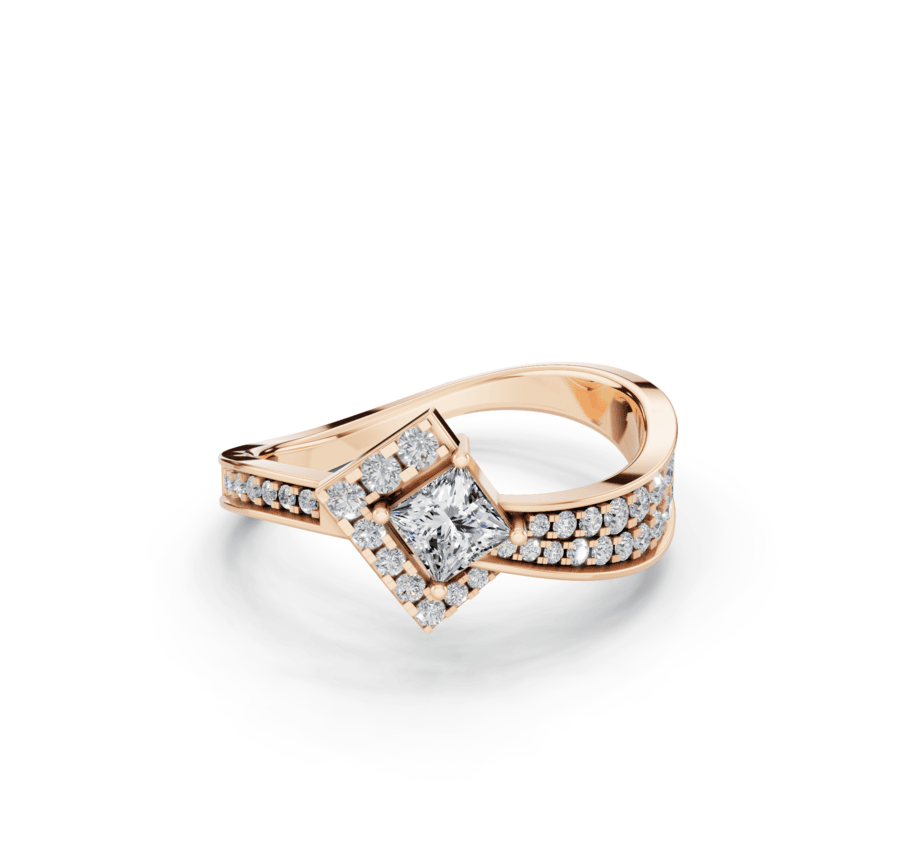 Beautiful Blue and White Diamond Accent Ring in Radiant White Gold