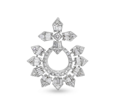 Daisy Floral Shape Fancy Diamond White Gold Pendant