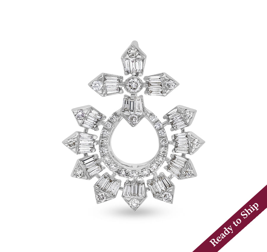 Daisy Floral Shape Fancy Diamond White Gold Pendant