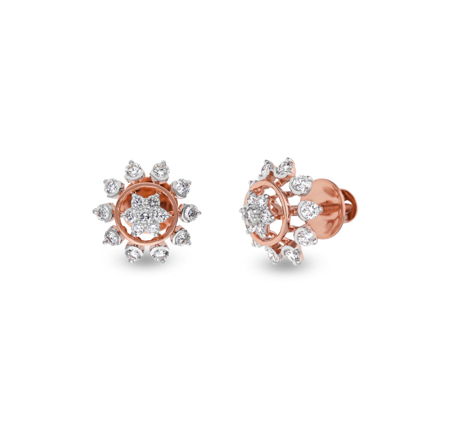 Bulbous Drip Prong Setting Rose Gold Dainty Stud Earrings