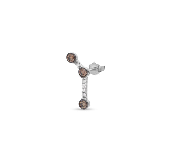 Molecule Shape & Bezel Setting Brown Diamond White Gold Stud Earrings