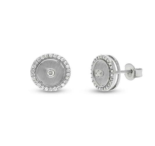 Round Natural Diamond With Prong Set White Gold Stud Earrings