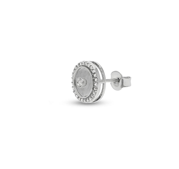 Round Natural Diamond With Prong Set White Gold Stud Earrings