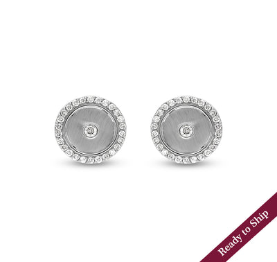 Round Natural Diamond With Prong Set White Gold Stud Earrings