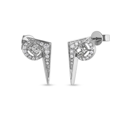 Cushion Cut Diamond White Gold Dagger Stud Earrings