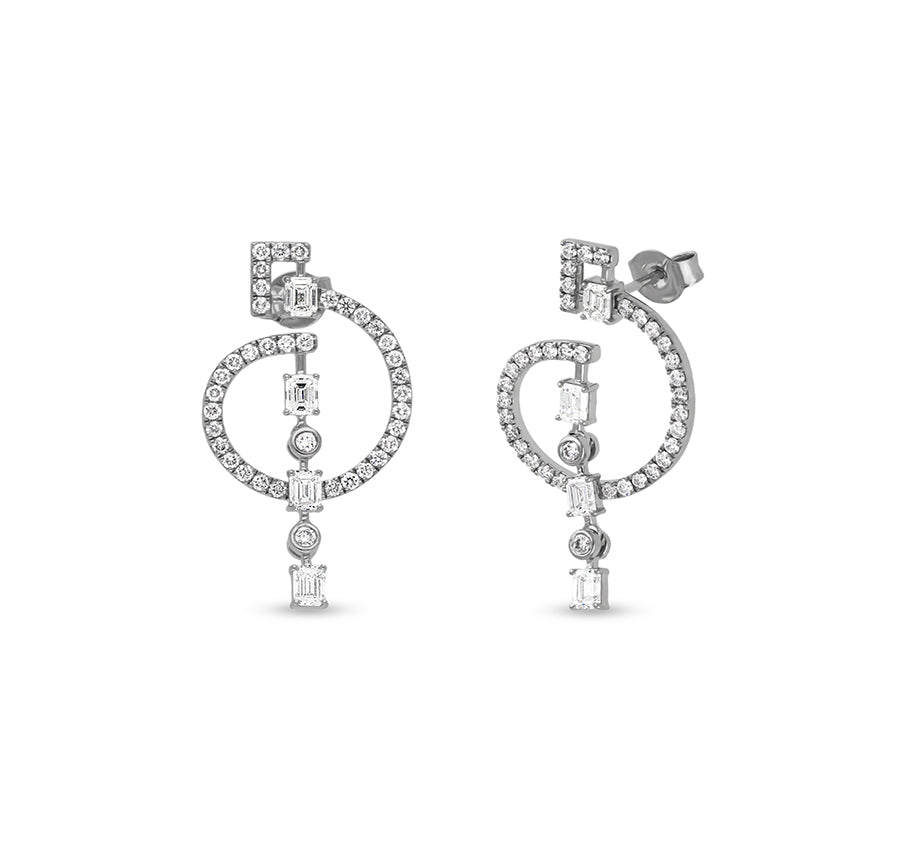 Emerald Cut Diamond White Gold Drop & Dangle Earrings