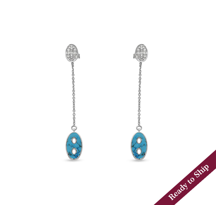 Pendulum Shape Turquoise Stone Drop & Dangle Earrings