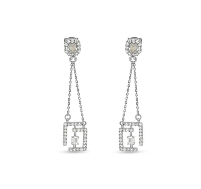 Emerald Cut Diamond White Gold Drop & Dangle Earrings