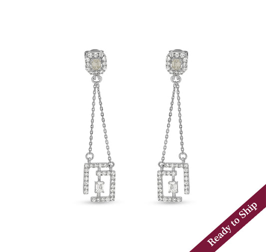 Emerald Cut Diamond White Gold Drop & Dangle Earrings