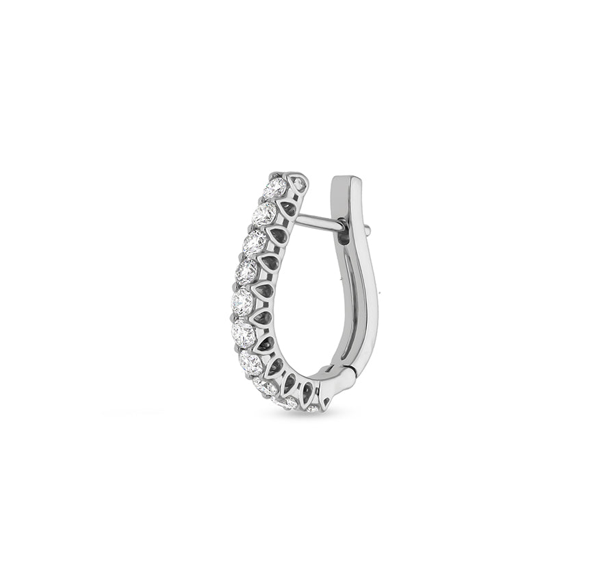 Bar Setting Natural Diamond White Gold Hoop Earrings