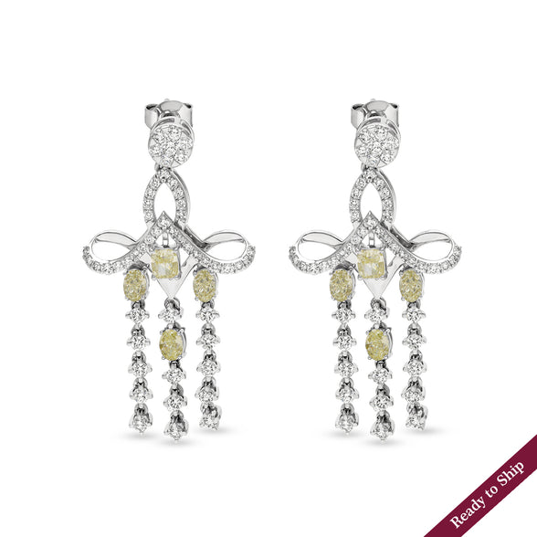 Oval Cut Diamond Chandeliers White gold Earrings