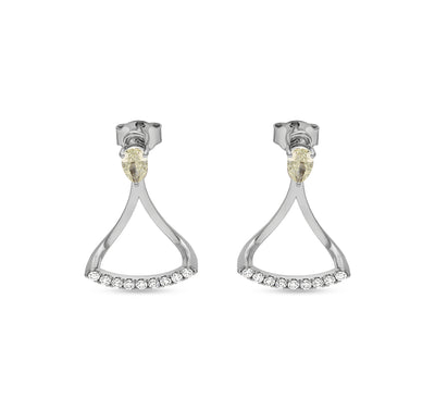 Sterling White With Pear Cut Diamond White Gold Stud Earrings