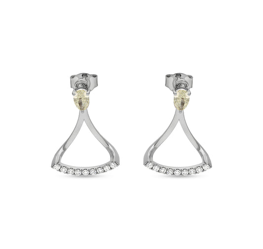 Sterling White With Pear Cut Diamond White Gold Stud Earrings