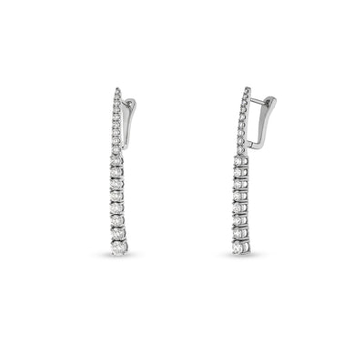 Round Diamond With Prong Set White Gold Plug Earrings