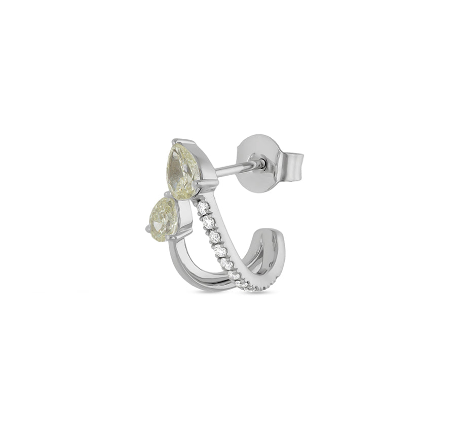 Pear Cut Diamond Curve White Gold Stud Earrings