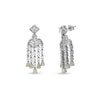 Yellow Pear And Round Natural Diamond White Gold Chandelier Delicate Women Earrings