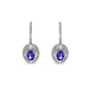 Dazzlingrock Collection Each Oval Blue Gemstone & Round Natural Diamond White Gold Women Dangling Drop Earrings