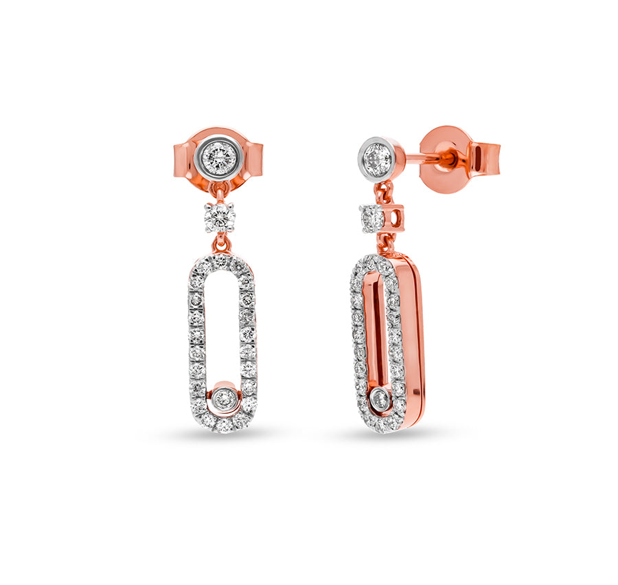 Move Uno Oval Shape Rose Gold Diamond Drop Earrings