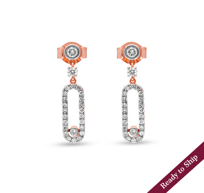 Move Uno Oval Shape Rose Gold Diamond Drop Earrings