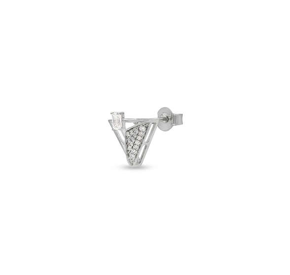 Triangle Shape Round & Emerald Cut Diamond White Gold Necklace Set