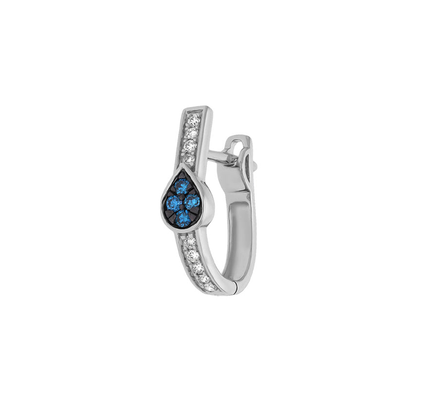 Classic White Gold Stud Earrings with Blue Round Diamond Accents